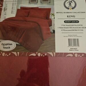Hotel Collection Red King Sheet Set - Bamboo Blend